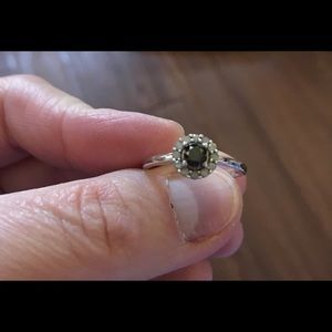 Black Diamond with Diamonds in Sterling Silver